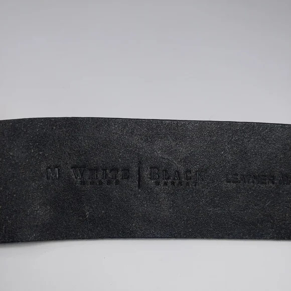 White House Black Market Black Leather Roses Filigree Style Belt Buckle Sz M - Picture 7 of 10